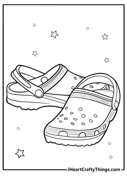 Classic Crocs clog coloring page for kids