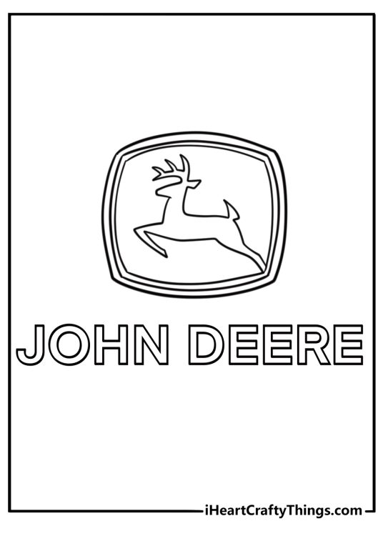 Classic John Deere logo printable coloring sheet