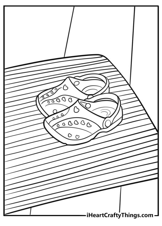 Crocs on a doormat outside free coloring page