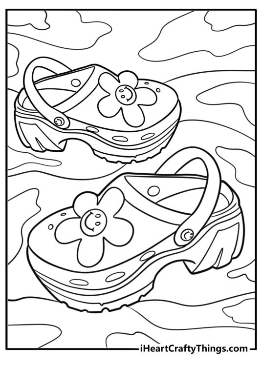 Crocs with a flower charm on top printable sheet