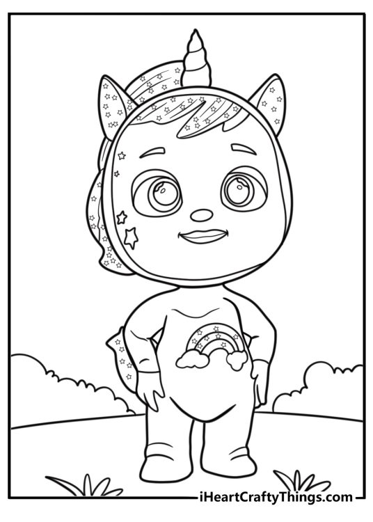 Cry Babies character in unicorn outfit coloring page