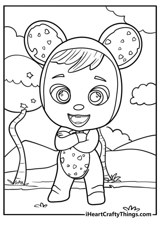 Cry Babies character with animal ears costume coloring page