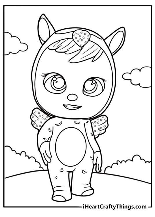 Cry Babies character with glittery wings coloring page