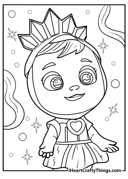 Cry Babies characters exploring a secret cave coloring page