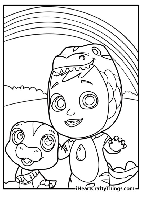 Cry Babies in a magical fantasy land coloring page