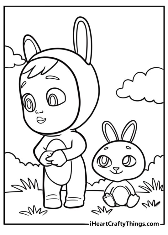 Cry Babies pet friend next to favorite character coloring page
