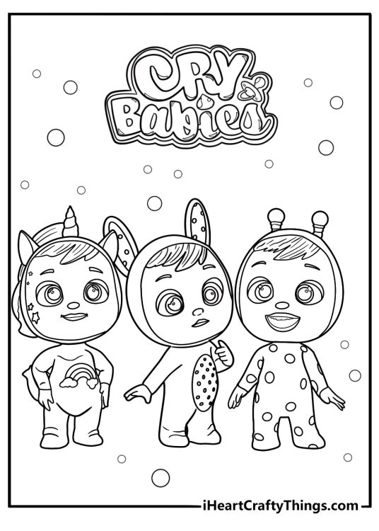 Cry Babies solving a puzzle together coloring page