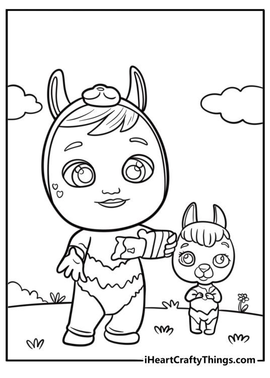 Cry Babies using teamwork to fix something coloring page
