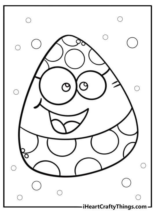 Cute cartoon candy corn character with big eyes coloring sheet