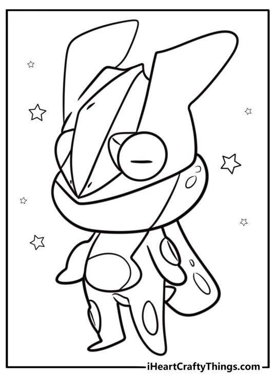 Cute cartoon Greninja for younger kids coloring page