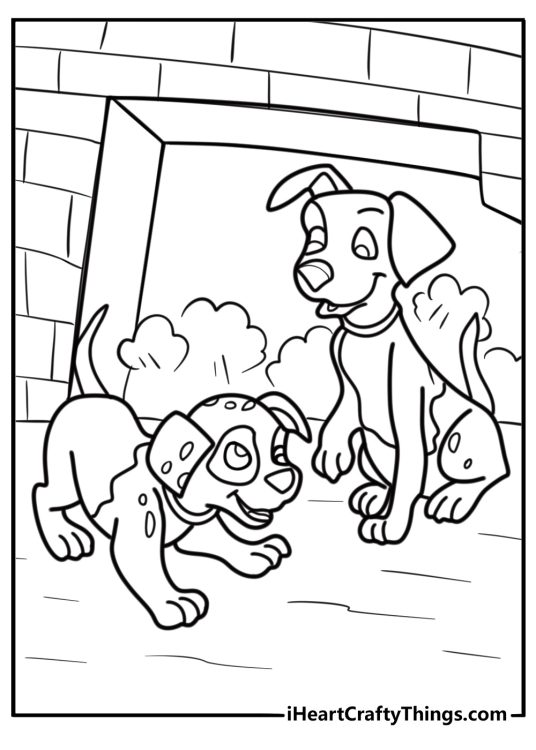 Dalmatian puppies covered in soot free coloring page pdf
