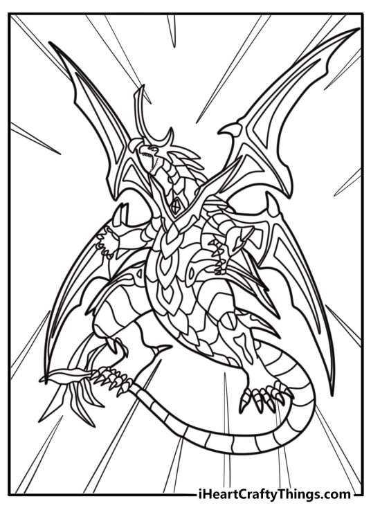 Drago in dragon form breathing fire coloring page