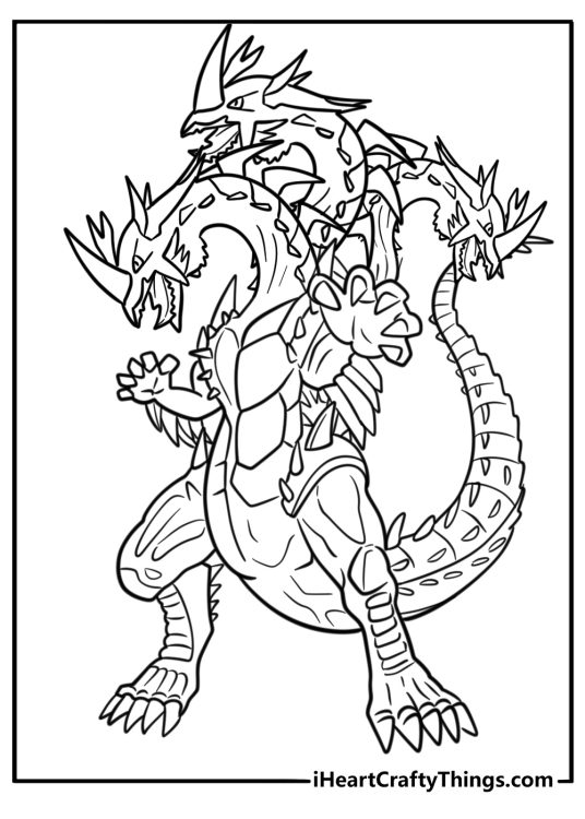 Dual Hydranoid showing all three heads coloring sheet