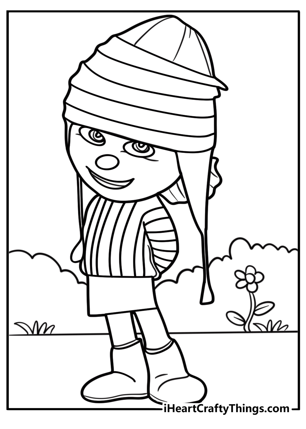 Edith wearing her pink hat coloring page