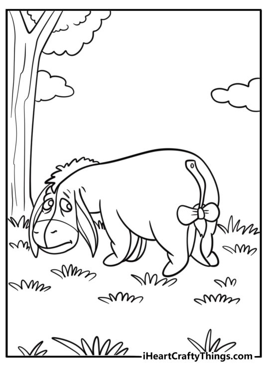 Eeyore walking slowly through the grass coloring page