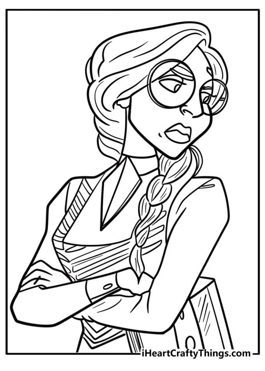 Elphaba with green skin detailed coloring sheet