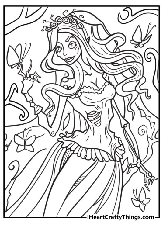 Emily walking through the forest fun printable coloring sheet