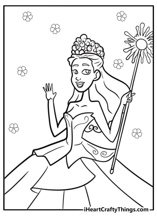Glinda waving to the crowd coloring page