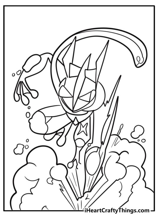 Greninja blocking an attack coloring page