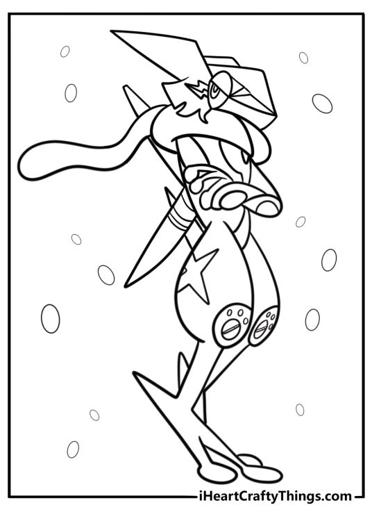 Greninja from side view printable coloring page