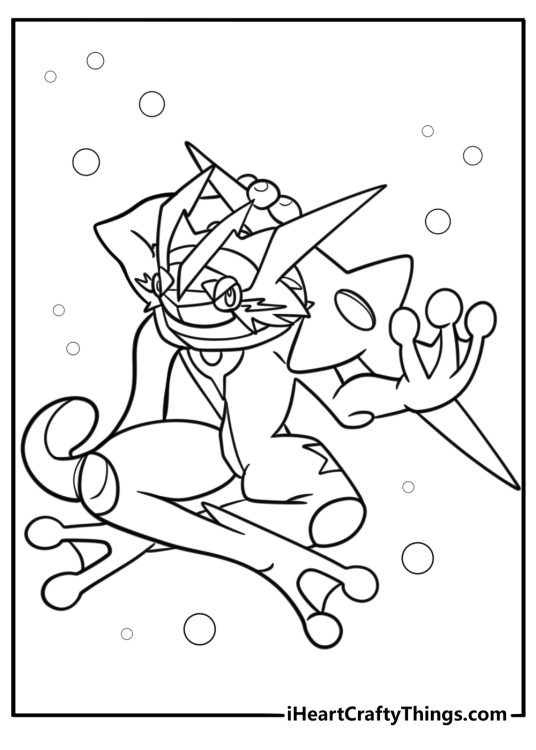 Greninja in shadow style coloring sheet