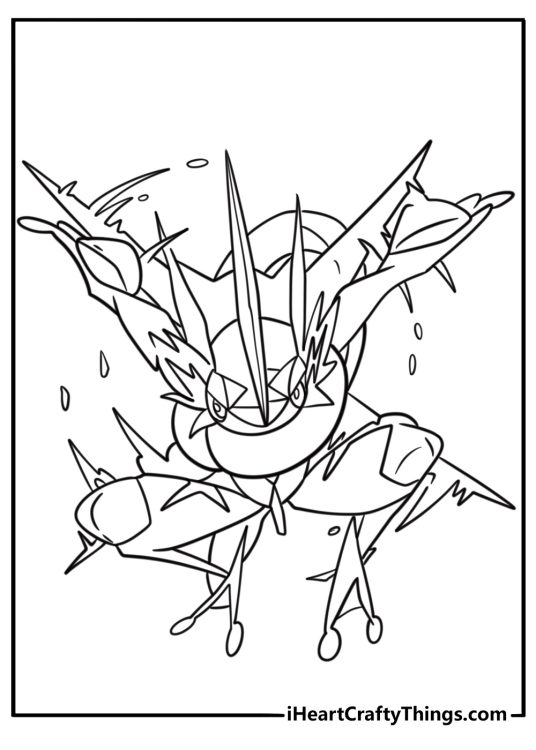 Greninja jumping in the air coloring page