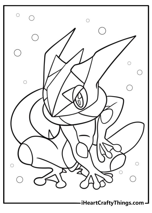 Greninja landing from a jump coloring page