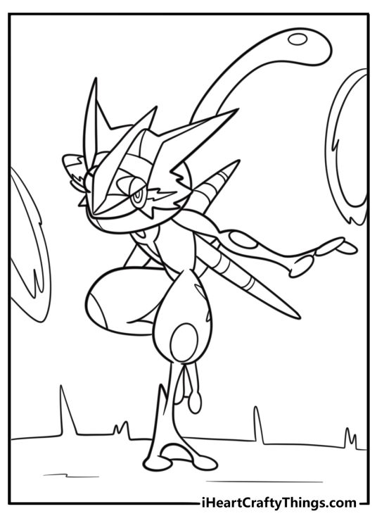 Greninja looking over shoulder printable sheet