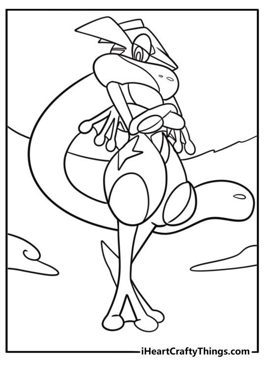 Greninja standing in ninja pose coloring page