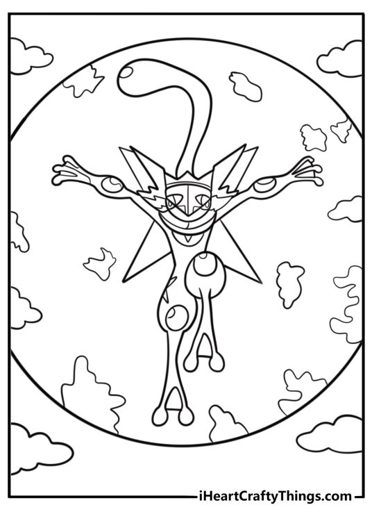 Greninja with spread arms coloring page