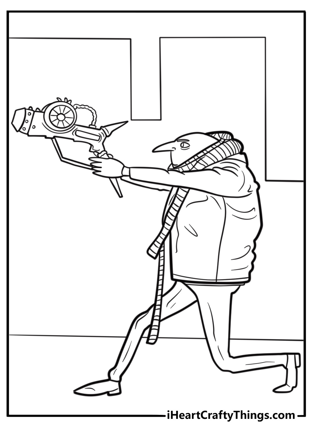 Gru using a freeze ray coloring sheet
