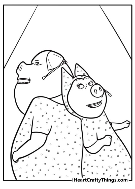 Gunter and Rosita dancing together coloring page