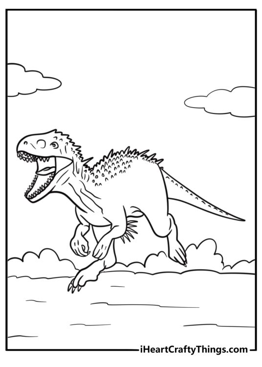 Indominus Rex running fast fun dinosaur coloring sheet