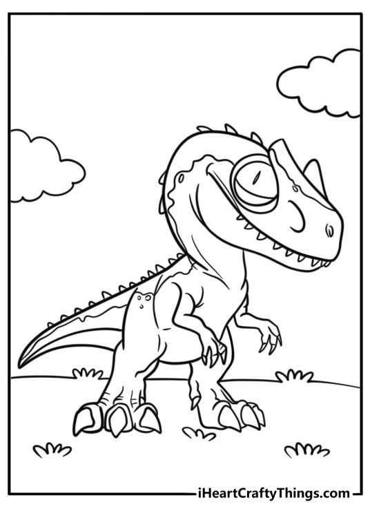 Indominus Rex standing on two legs detailed coloring sheet