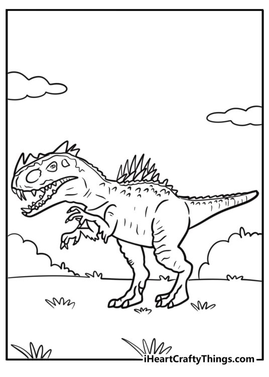 Indominus Rex with spiky back coloring page for kids
