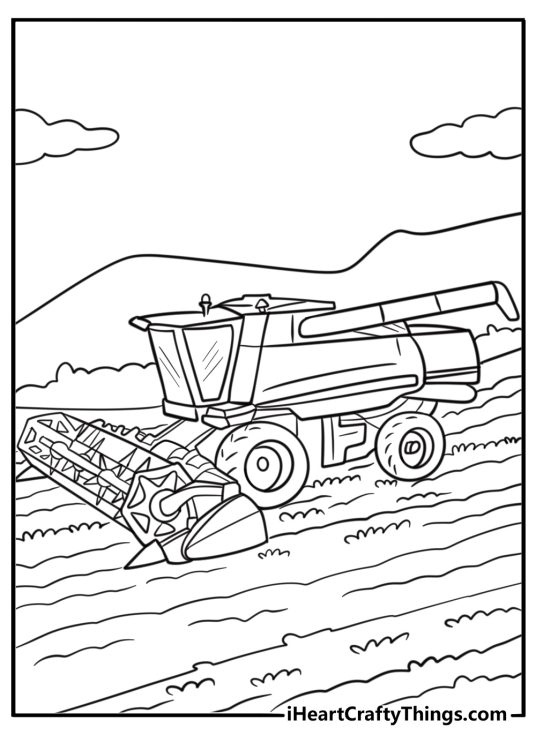 John Deere farm equipment lined up for work free printable sheet