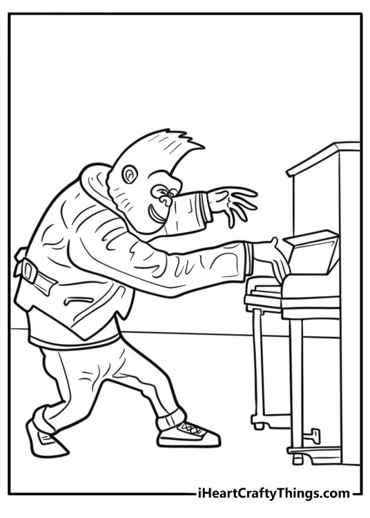 Johnny playing piano coloring page