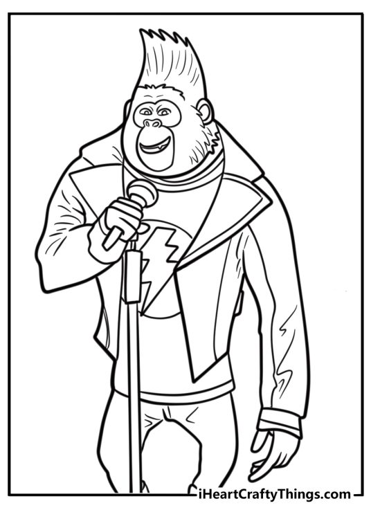 Johnny singing into microphone coloring page