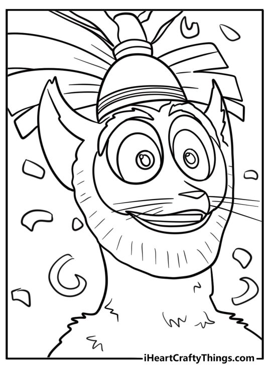 King Julien throwing a party coloring page