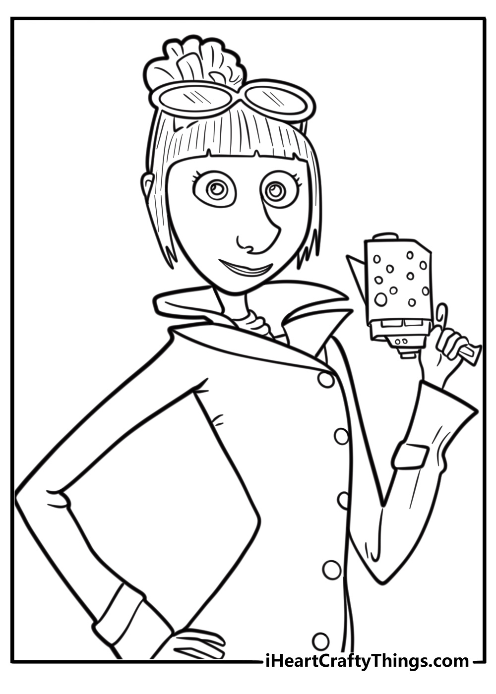 Lucy Wilde holding a gadget coloring sheet