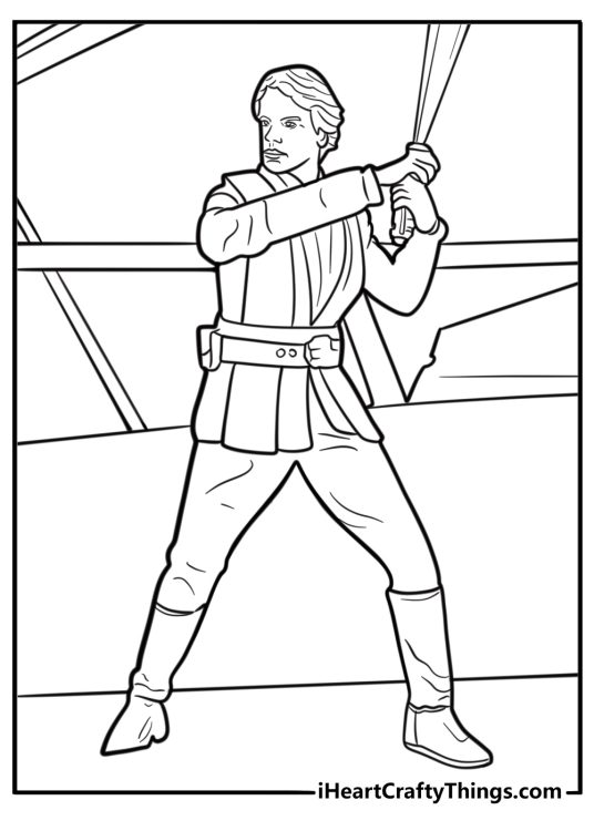 Luke in black Jedi outfit from Return of the Jedi coloring page
