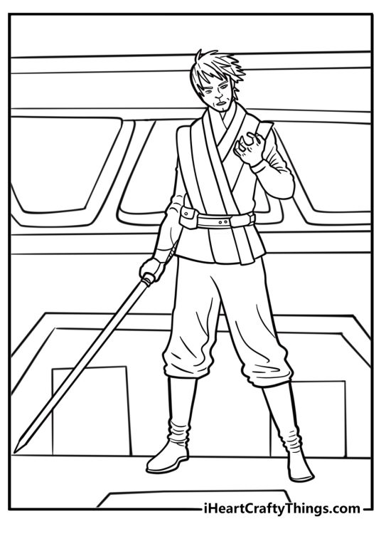 Luke on the Death Star bridge coloring sheet