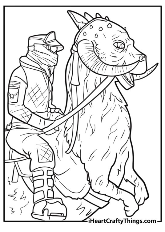 Luke riding a Tauntaun on Hoth coloring age