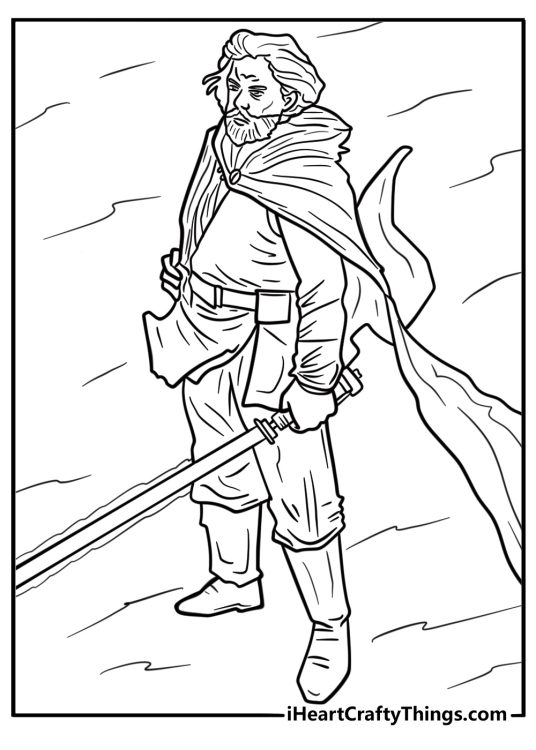 Luke Skywalker wearing a Jedi robe printable page