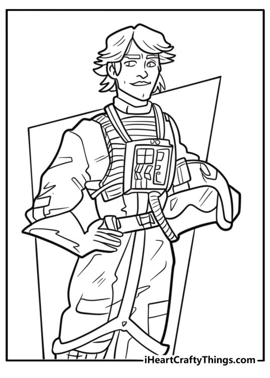 Luke Skywalker wearing pilot gear printable page