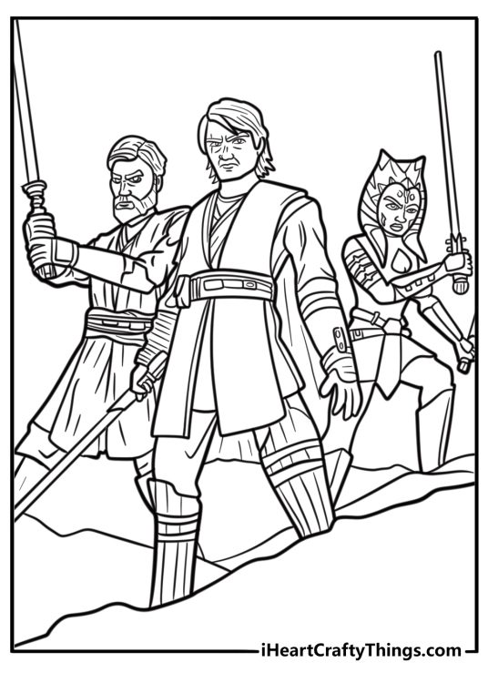 Luke standing with the Rebel Alliance coloring page