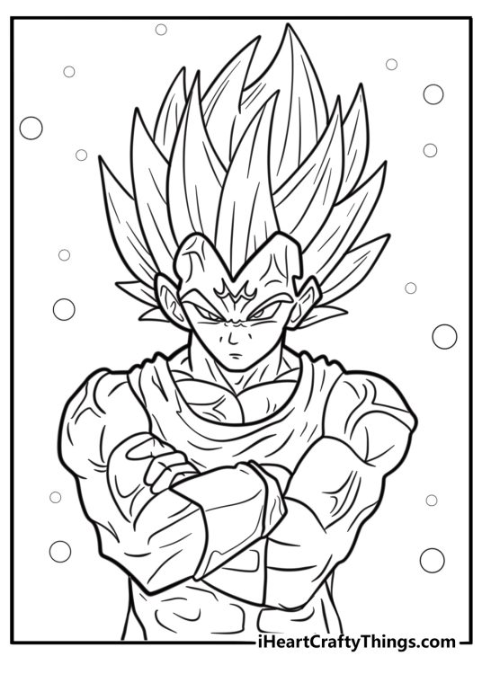 Majin Vegeta with M symbol on forehead coloring page