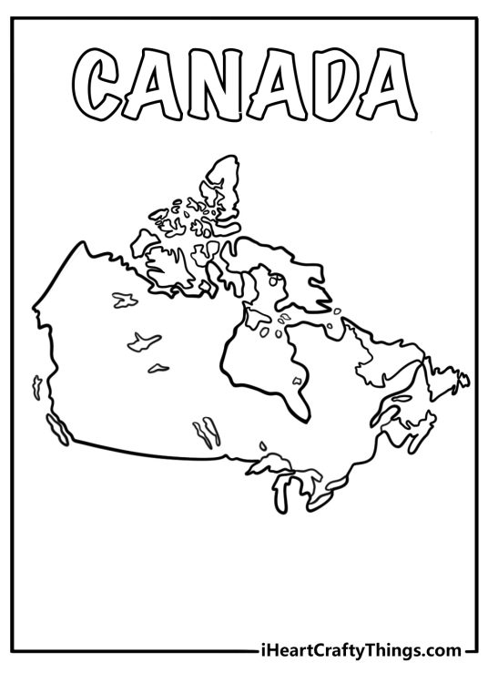 Map of Canada coloring page for kids