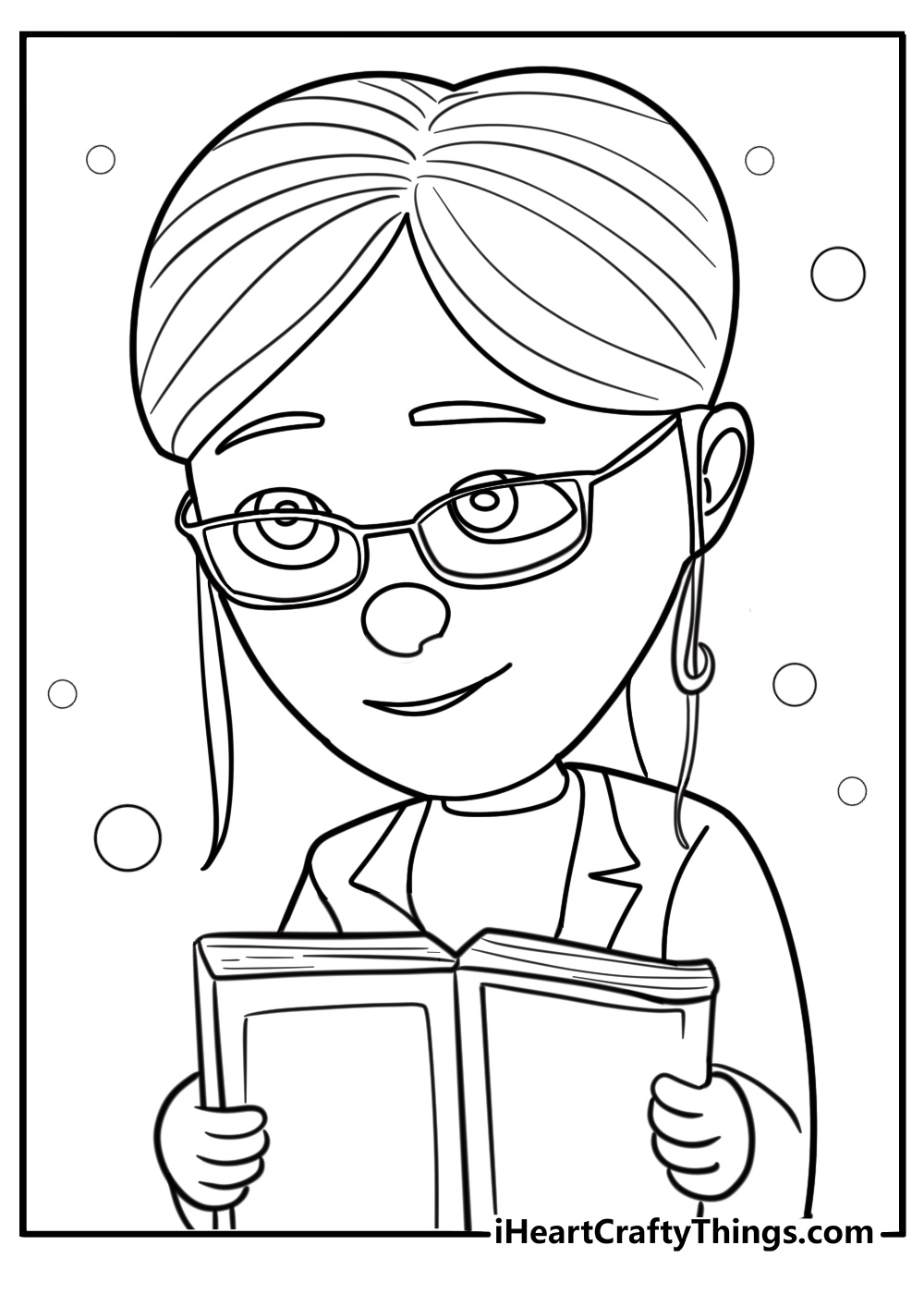 Margo reading a  book coloring sheet