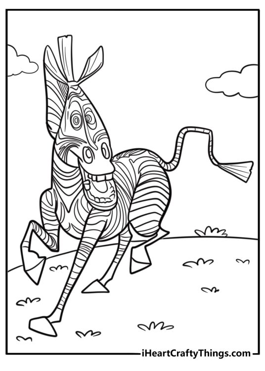 Marty running with excitement coloring sheet